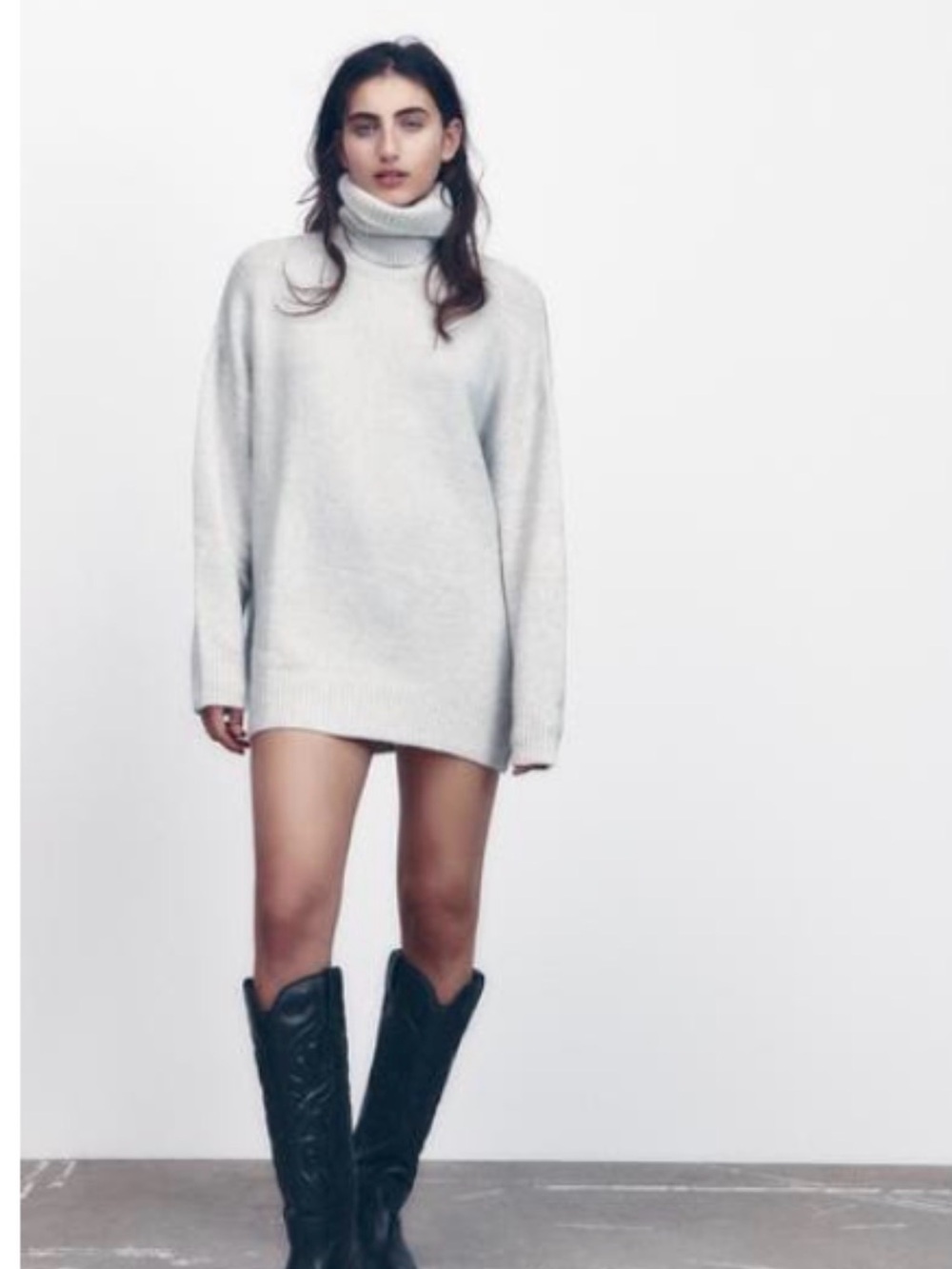 Zara Light Gray TurtleNeck Basic Knit Sweater with Soft Texture size S